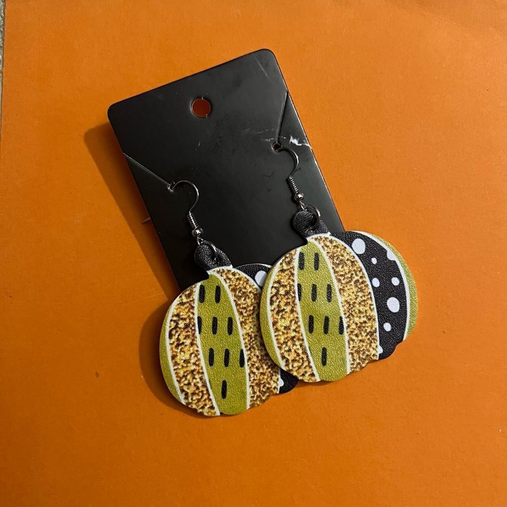 Pumpkin Leather Print Earrings